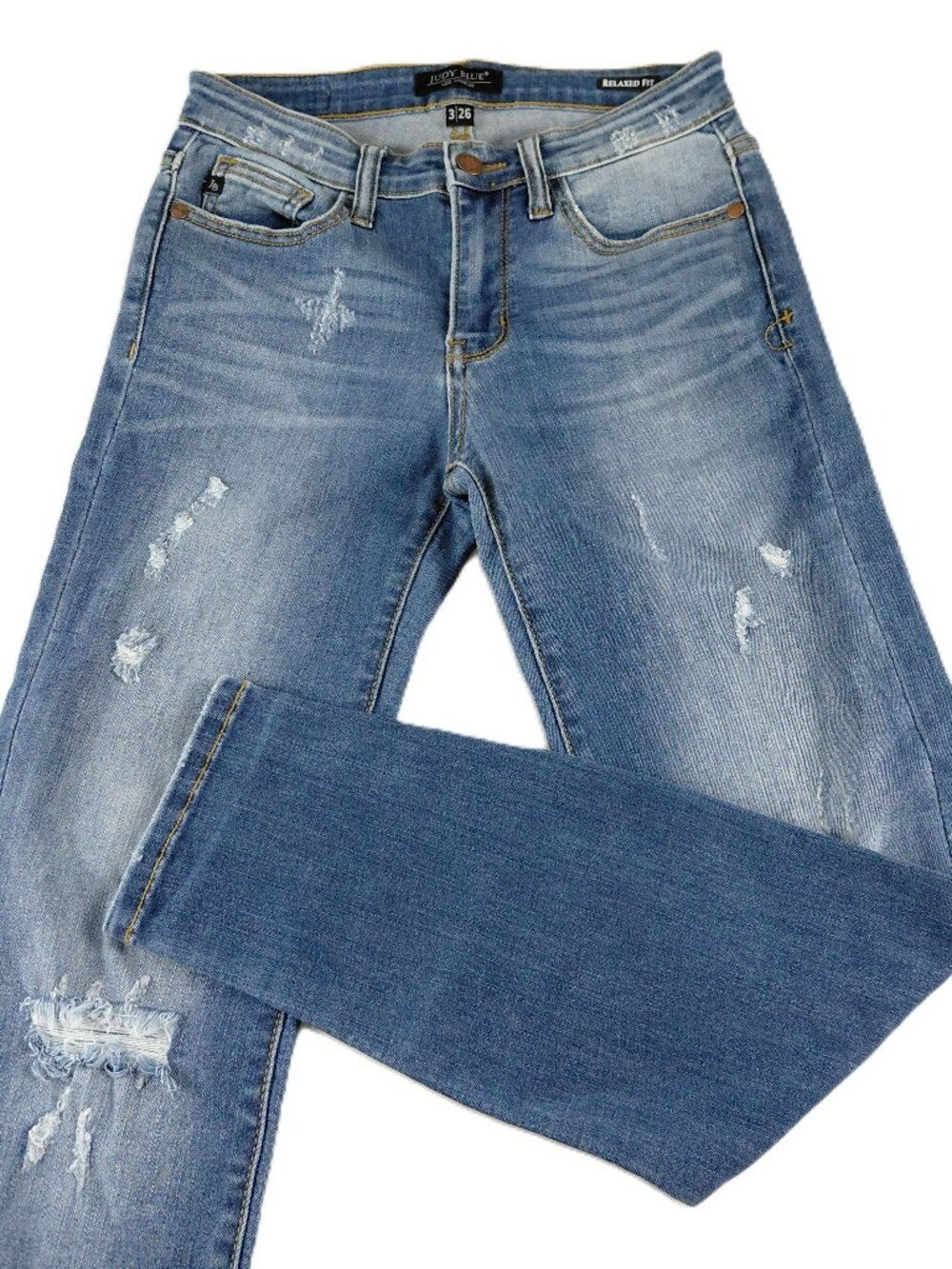 Judy Blue Relaxed Fit Skinny Jeans Women's Size 3/26 Medium Wash Distressed